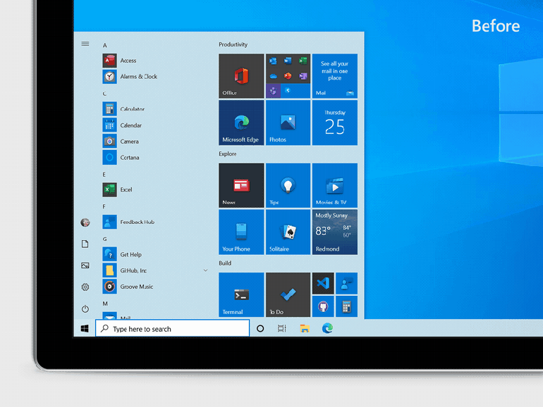 Microsoft wprowadził nowy projekt menu «Start»